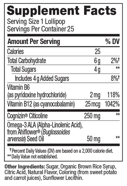 OLLY Focus Buddies L’OLLY Pops, Cognizin, Vitamins B6 and B12, Omega-3 ALA, Supports Focused Attention and Healthy Brain Function,* Kids 4+ Dietary Supplement, Watermelon Strawberry Flavored, 25 Count OLLYBuy Supplements Australia