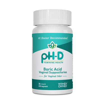 pH-D Feminine Health Support - 600 mg Boric Acid Suppositories - Woman Owned - for Vaginal Odor Use - 36 Count pH-D Feminine Health SupportBuy Supplements Australia