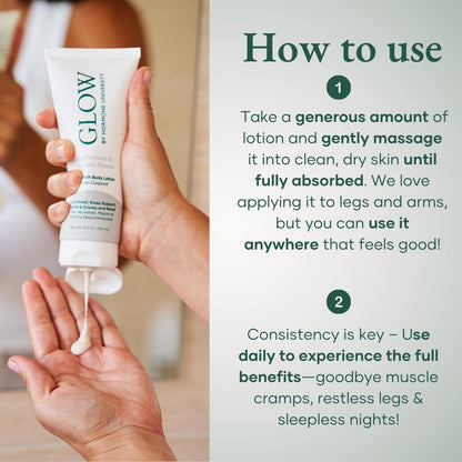 Glow by Hormone University - Magnesium Lotion with Collagen - Magnesium Cream - Bedtime Routine Sleep Lotion - The Highest Concentration of Genuine Zechstein Magnesium Chloride (Pack of 1) Glow BotanicaBuy Supplements Australia