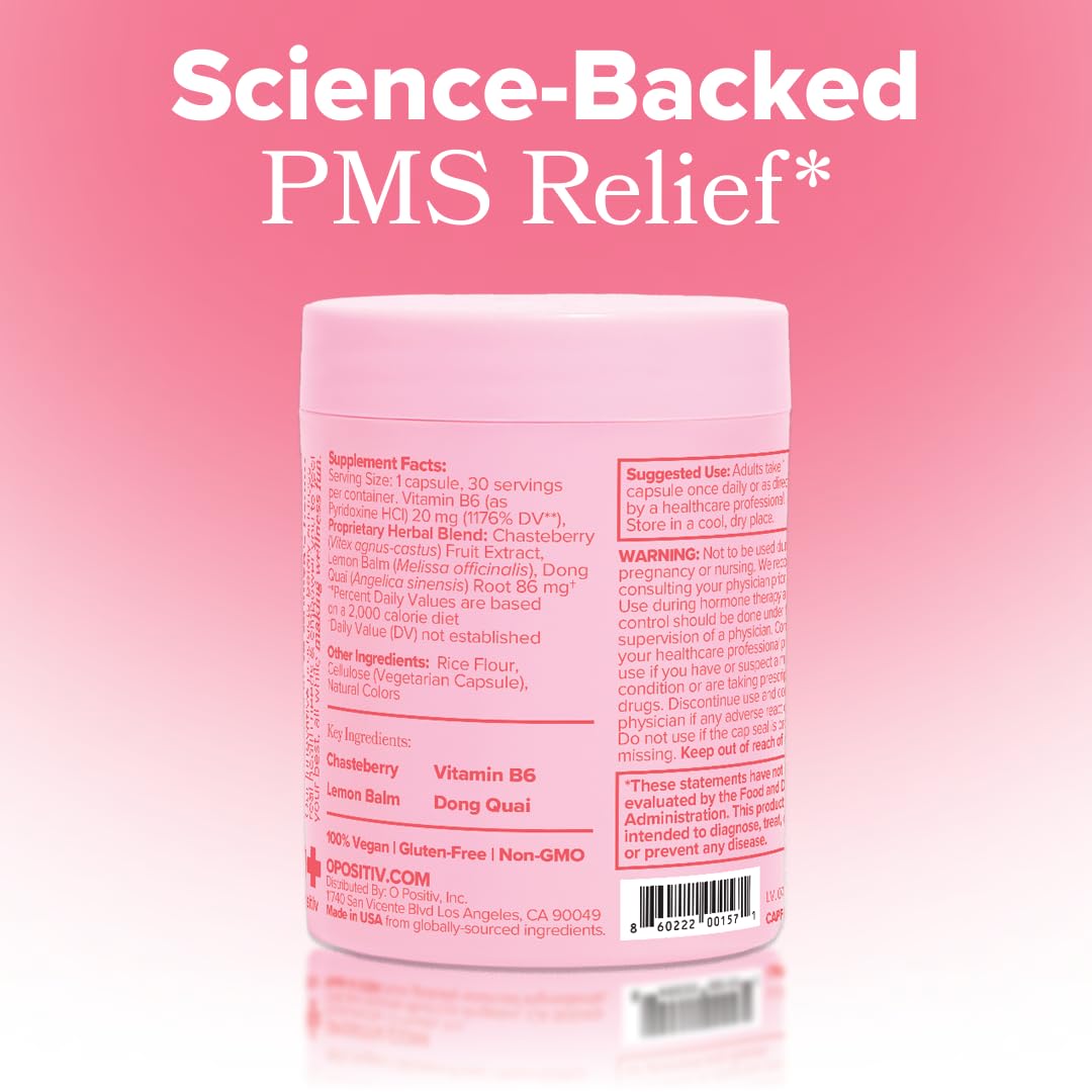 O Positiv FLO PMS Vitamins for Women, 30 Servings (Pack of 1) - Proactive PMS Relief - Targets Hormonal Breakouts, Bloating, Cramps O Positiv canada supplements
