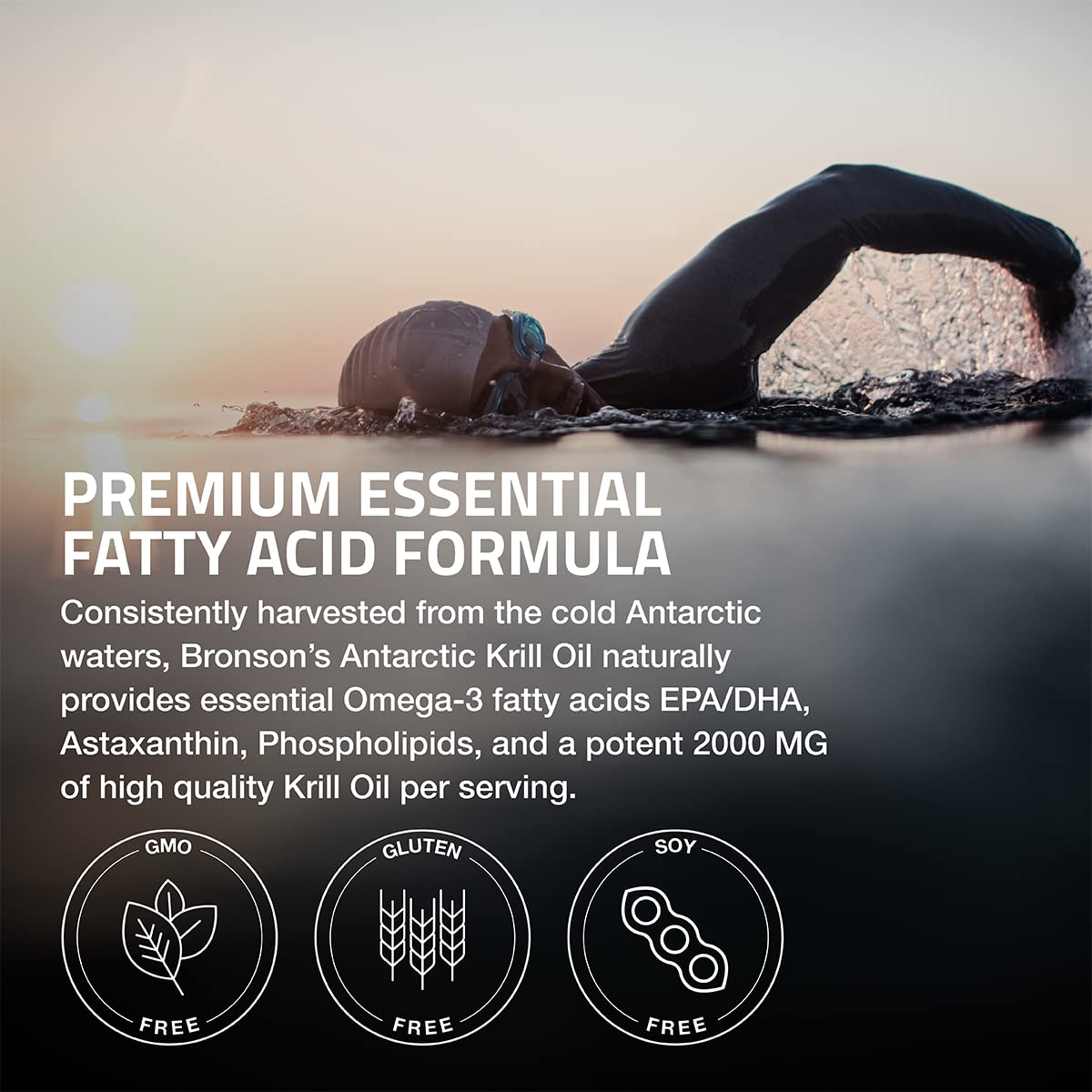 Bronson Antarctic Krill Oil 2000 mg with Omega-3s EPA, DHA, Astaxanthin and Phospholipi BronsonBuy Supplements Australia