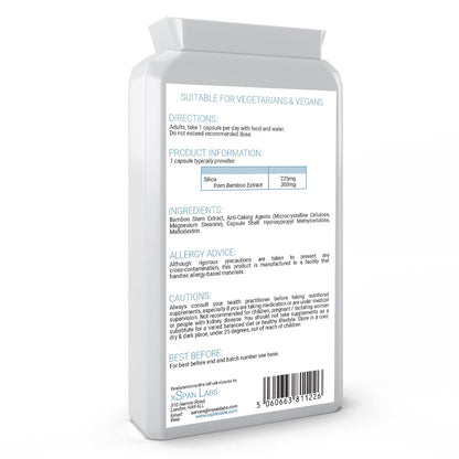 Silica 225mg – 90 Capsules - A Potent Highly Bioavailable Form - Naturally Sourced from Bamboo Extract - One-A-Day Vegan Capsules to Support Healthy Hair, Nails and Skin - Made in The UK Xspan LabsBuy Supplements Australia