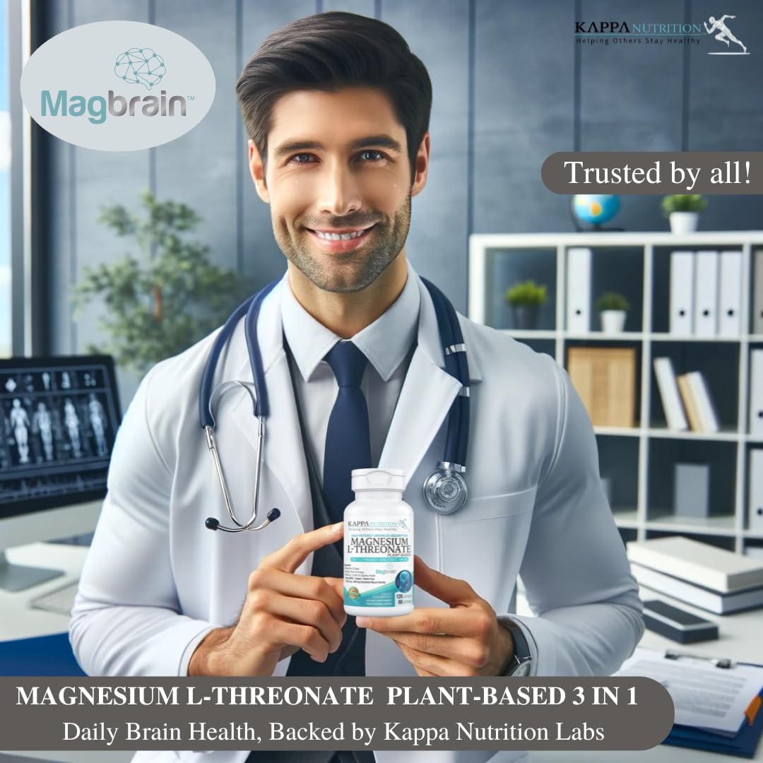 Kappa Nutrition Powered by Magbrain™ Magnesium L-Threonate Plant-Based, 420mg Elemental Magnesium (3 Capsules) from 2,253mg, 120 Vegan Capsules, Brain, Sleep & Muscle Support. KAPPA NUTRITIONBuy Supplements Australia