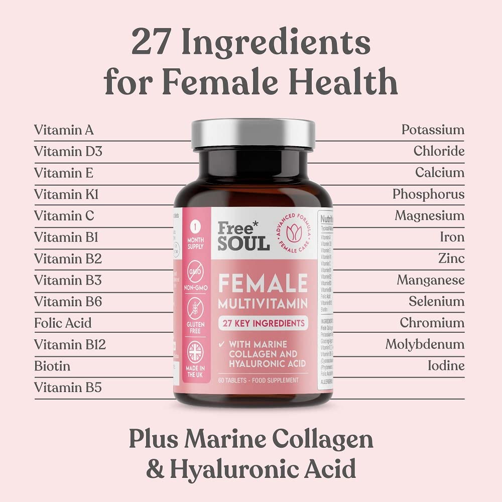 Women's Multivitamins and Minerals with Collagen & Hyaluronic Acid - 27 Essential Free SoulBuy Supplements Australia