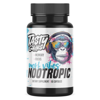 Nootropic Brain Supplement for Memory and Focus - Vitamin for Mental Health & Brain Health with L-Theanine, Rhodiola Rosea & Phosphatidylserine - Memory, Mental Clarity & Cognitive Improvement - 60 Ct TASTY GAINSBuy Supplements Australia