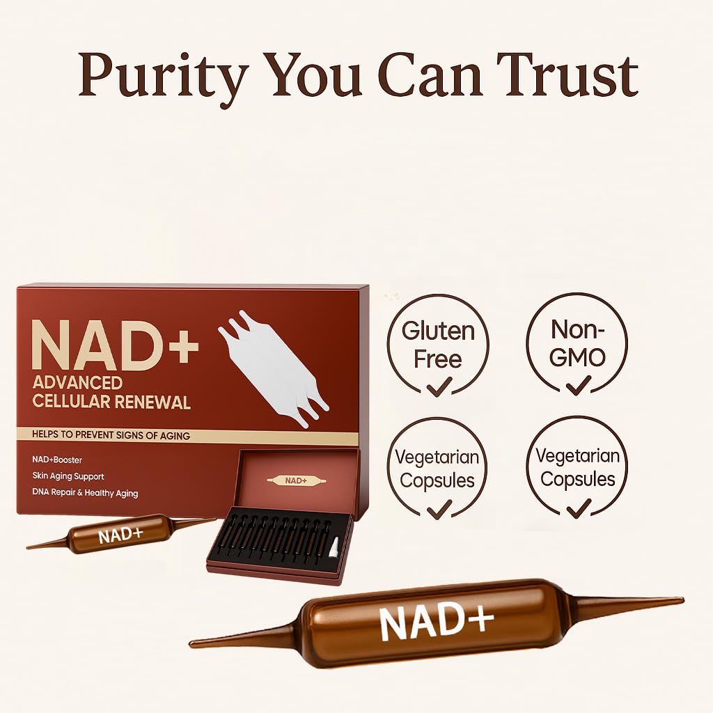 NAD Advanced Cellular Renewal - 1200mg NAD Supplement for Skin Aging Support Energy & Focus - 10 Vials (1) ARSYCHLLBuy Supplements Australia