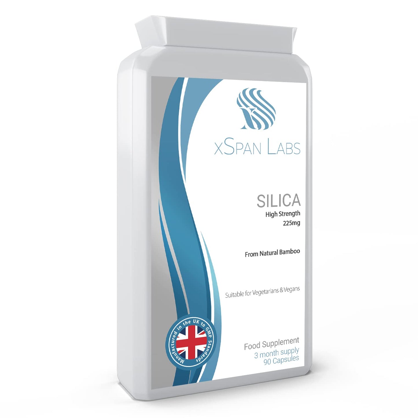 Silica 225mg – 90 Capsules - A Potent Highly Bioavailable Form - Naturally Sourced from Bamboo Extract - One-A-Day Vegan Capsules to Support Healthy Hair, Nails and Skin - Made in The UK Xspan LabsBuy Supplements Australia