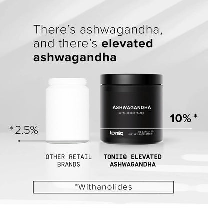 Toniiq Ashwagandha - Ultra High Potency 20:1 Extract with 10% Withanolides - Wild Harvested in India - Highly Concentrated - Third-Party Lab Tested - 90 Capsules Toniiq buy supplements Au