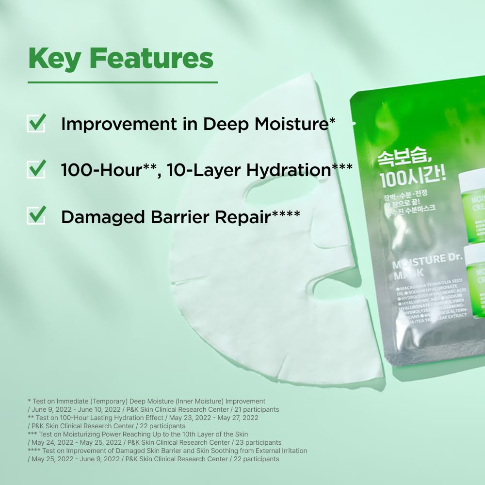 ISOI Moisture Dr. Mask Pack, Hydrating & Soothing Korean Sheet Mask for Face with Tea Tree, Ceramide & Hyaluronic Acid, Nourishing Skin Barrier Care, Korean Skin Care (10EA) ISOI buy supplements Au