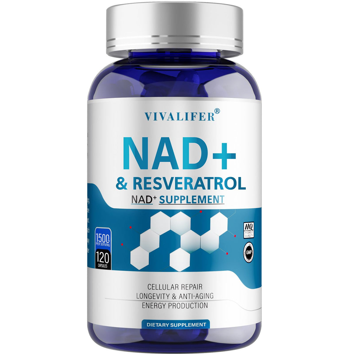 DQQI NMN Supplement Alternative 1500 mg - 120 Capsules (40 Day Supply) High Purity NAD+ & Resveratrol for Anti-Aging, Antioxidant Support, Energy & Focus Boost DQQIBuy Supplements Australia