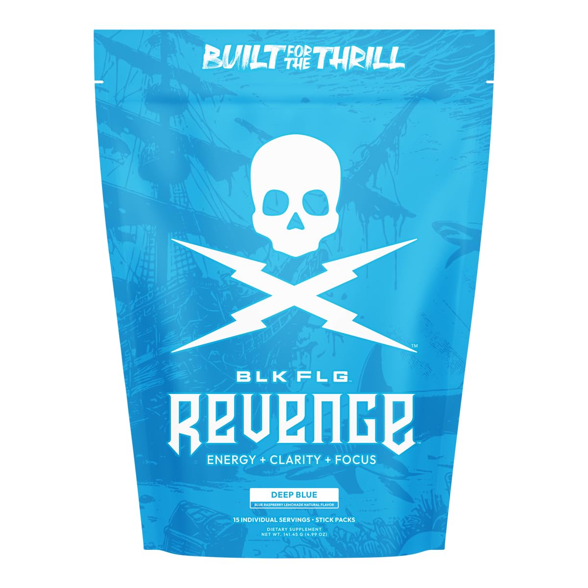 REVENGE BLK FLG Energy Drink Mix – Healthy Coffee Alternative with Natural Caffeine & Nootropics – Focus & Clean Energy Supplement – Sugar Free – 15 On-The-Go Stick Packs REVENGEBuy Supplements Australia