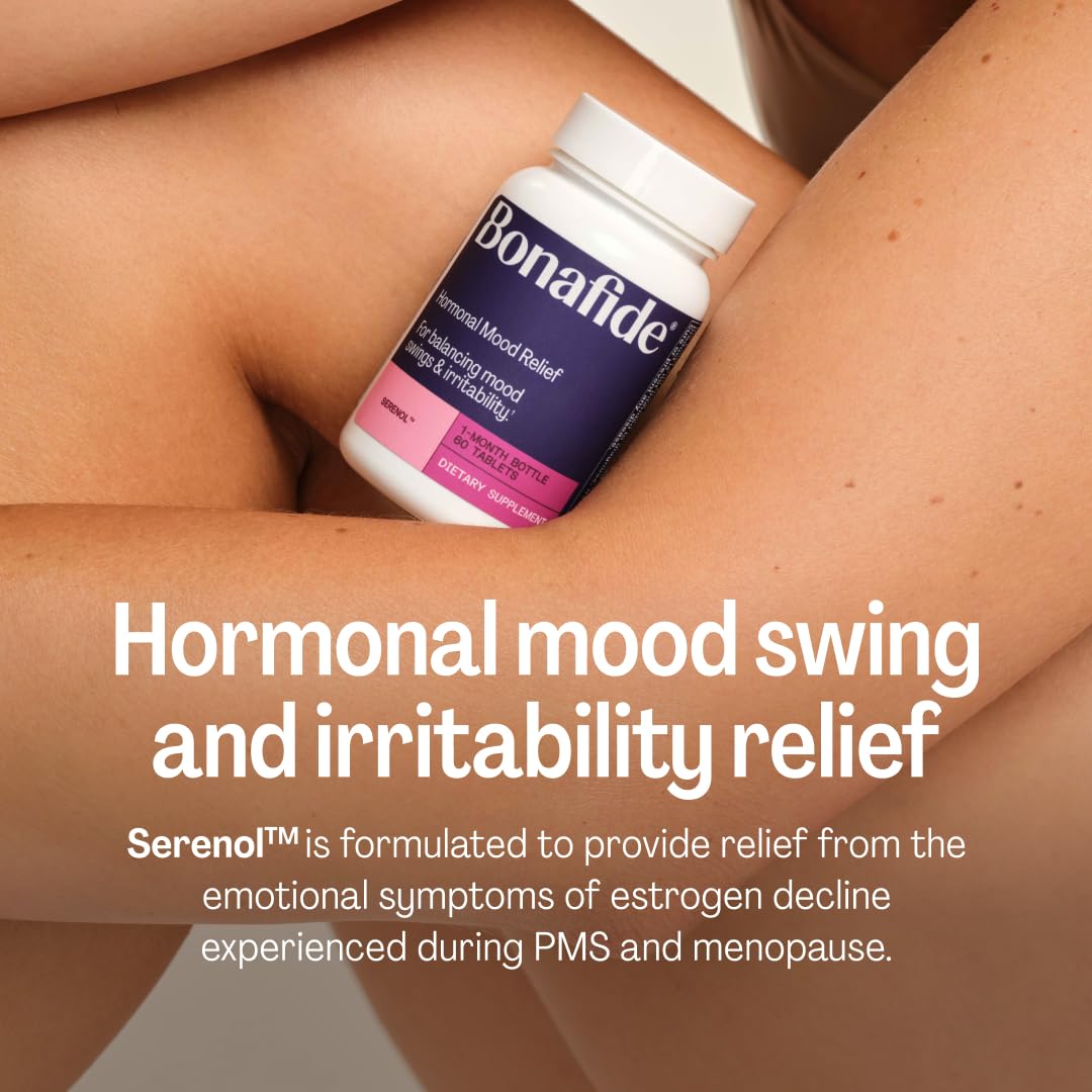 Serenol by Bonafide. Relief from Hormonal Mood Swings, Irritability, & PMS Bloating. — 3-Month Supply (180 Tablets) BonafideBuy Supplements Australia