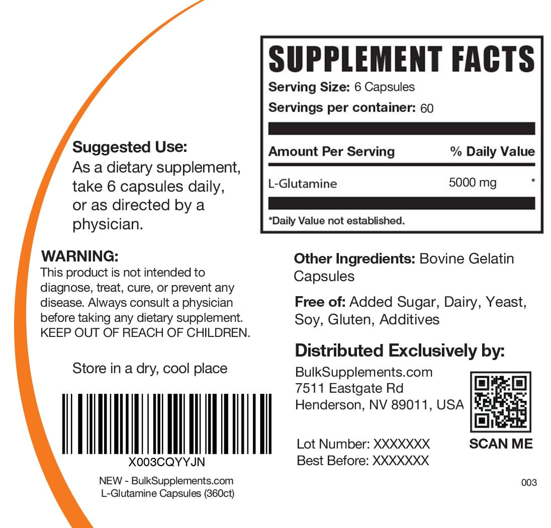 BULKSUPPLEMENTS.COM L-Glutamine Capsules - Glutamine Supplement, L Glutamine BULKSUPPLEMENTS.COMBuy Supplements Australia