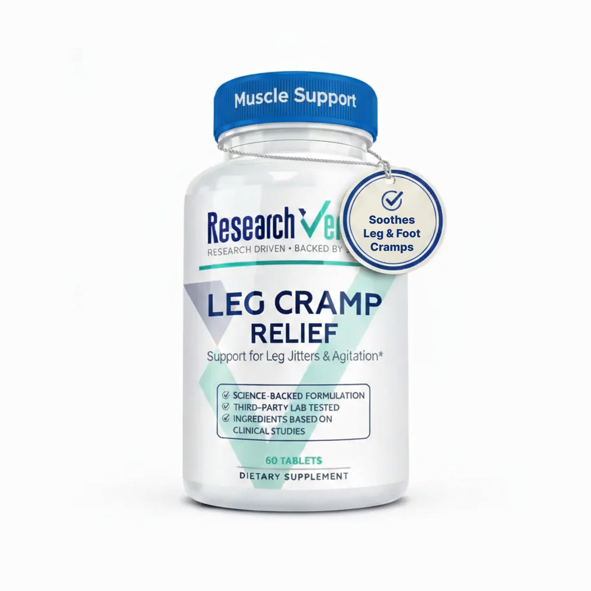 Research Verified Leg Cramps - Magnesium, B Vitamins, Ginger, Chamomile, BioPerine - Circulation Support - Vegan - 1 Month Supply Research VerifiedBuy Supplements Australia