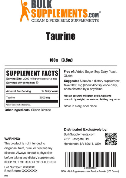 BULKSUPPLEMENTS.COM Taurine Powder - Taurine Supplement, Taurine 2000mg BULKSUPPLEMENTS.COMBuy Supplements Australia