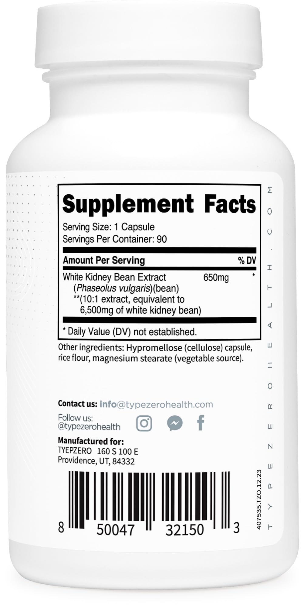 Type Zero Clean White Kidney Bean Capsules (6,500 MG Equivalent Per Serving, 90 Count) - Non-GMO, Gluten Free Type ZeroBuy Supplements Australia