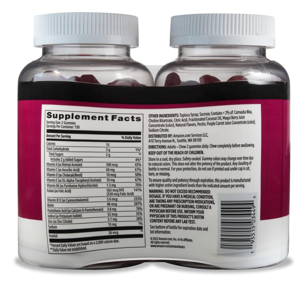 Amazon Basics Adult Multivitamin, 300 Gummies, 150-Day Supply, 150 Ct Amazon BasicsBuy Supplements Australia