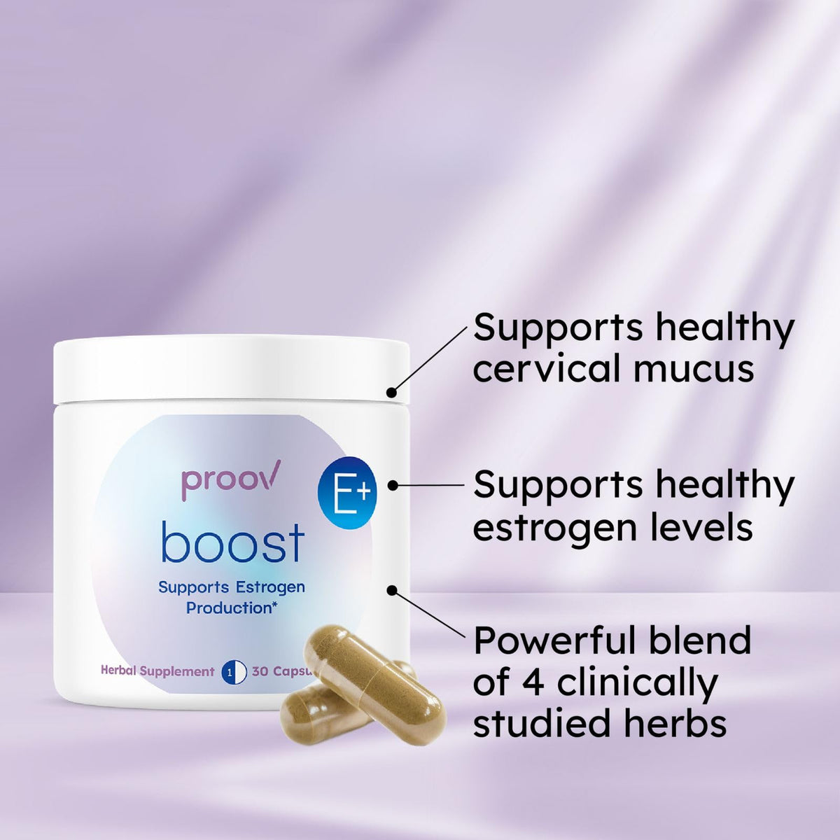 Proov - Boost Supplement for Women - Promotes Estrogen Production - Fertility & Menopausal Support for Women - Hormonal Balance - Evening Primrose Oil Red Clover, Dong Quai, Black Cohosh - 30 Capsules ProovBuy Supplements Australia