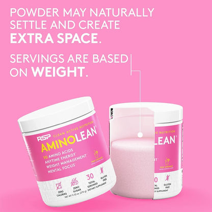 RSP NUTRITION AminoLean Pre Workout Powder, Amino Energy & Weight Management with BCAA Amino Acids & Natural Caffeine, Preworkout Boost for Men & Women, 30 Serv (Pack of 2)