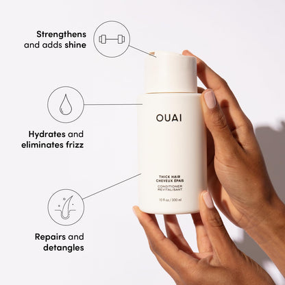 OUAI Thick Hair Shampoo and Conditioner Set - Sulfate Free Shampoo and Conditioner for Thick Hair Care - Moisturizes, Strengthens & Fights Frizz - Made with Keratin & Shea Butter (10 Fl Oz) OUAIBuy Supplements Australia