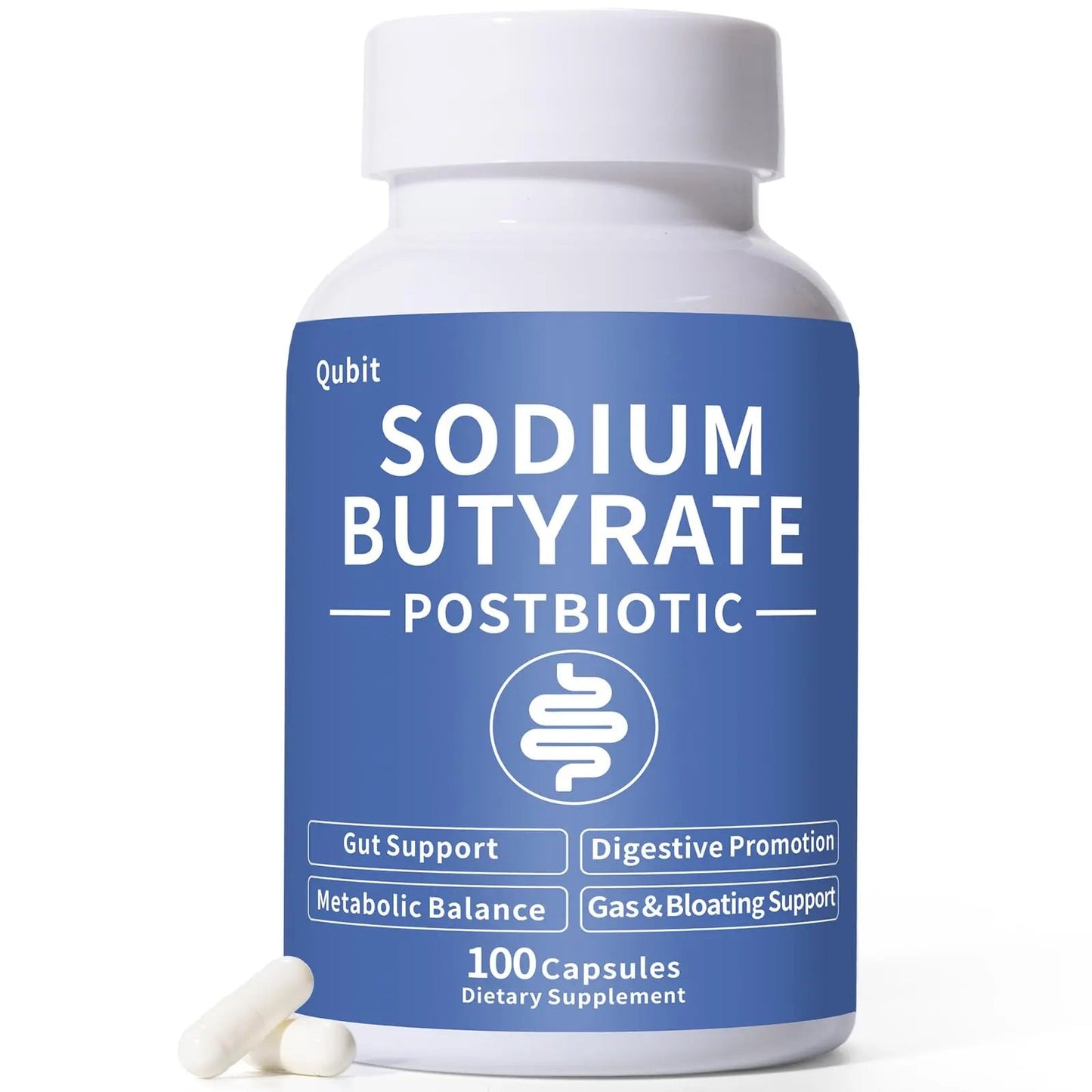 Sodium Butyrate Supplement – Postbiotic for Gut Health, Supports Digestion, IBS, Leaky Gut & Stomach Comfort – Low Odor, Easy to Swallow, No Side Effects – 100 Vegan Capsules QUBITBuy Supplements Australia