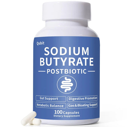 Sodium Butyrate Supplement – Postbiotic for Gut Health, Supports Digestion, IBS, Leaky Gut & Stomach Comfort – Low Odor, Easy to Swallow, No Side Effects – 100 Vegan Capsules QUBITBuy Supplements Australia