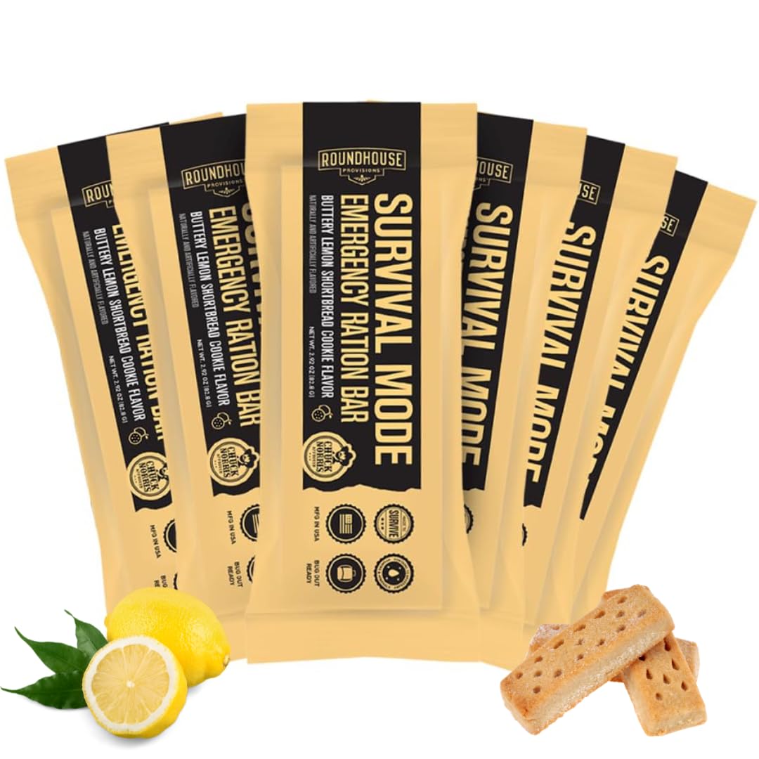 Roundhouse Provisions by Chuck Norris Emergency Food Bars - High Calorie Lemon Shortbread, 14 Vitamins & Minerals - Whole Grain Sorghum, 5-Year Shelf Life - Survival Rations for Crisis & Adventure ROUNDHOUSE PROVISIONBuy Supplements Australia