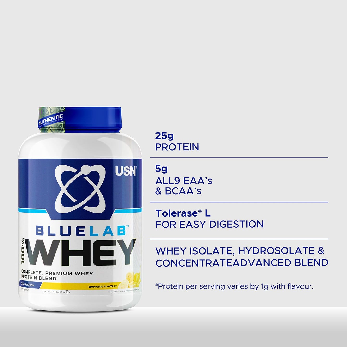 USN Blue Lab Whey Protein Powder: Banana - Whey Protein 2kg - Post-Workout USNBuy Supplements Australia