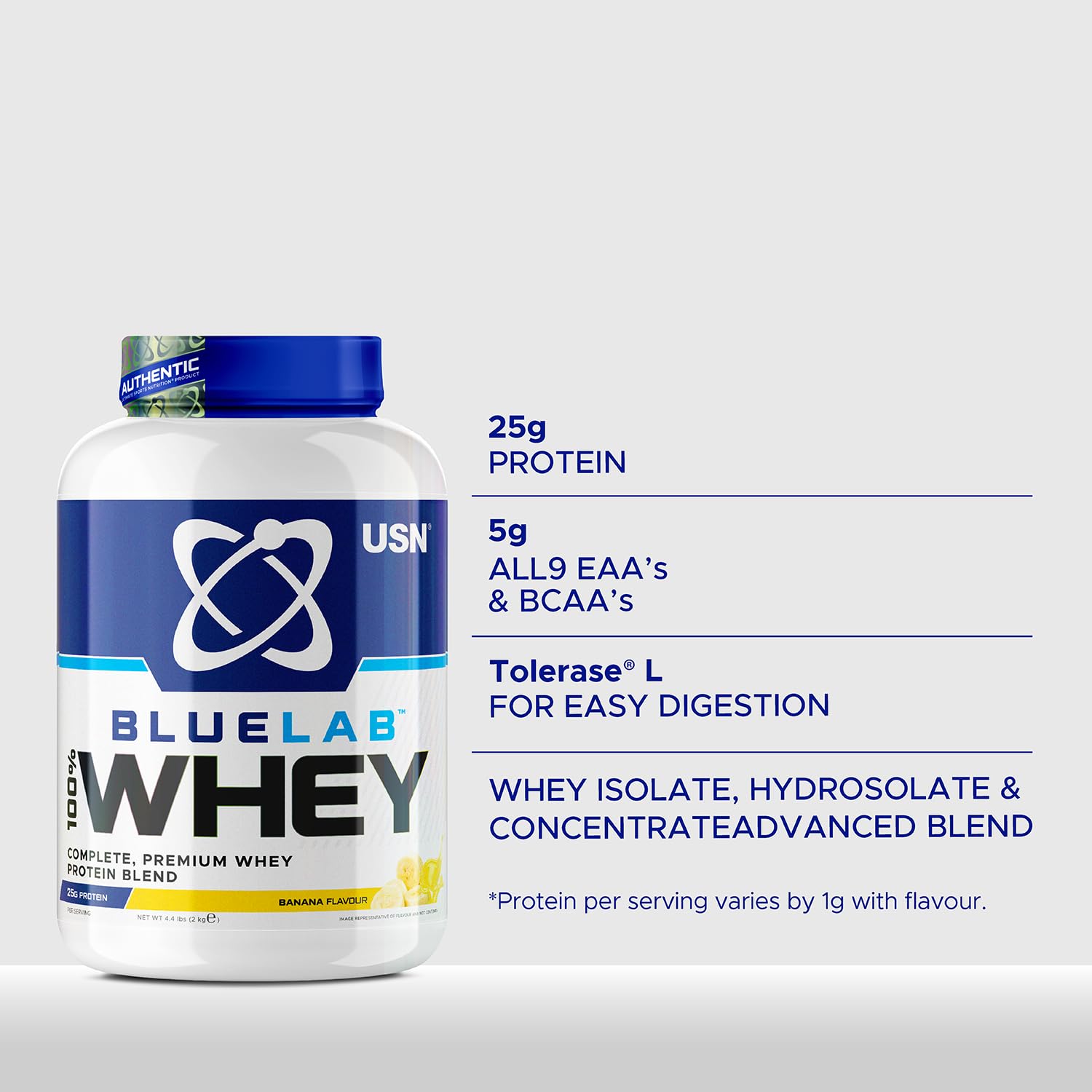 USN Blue Lab Whey Protein Powder: Banana - Whey Protein 2kg - Post-Workout USNBuy Supplements Australia