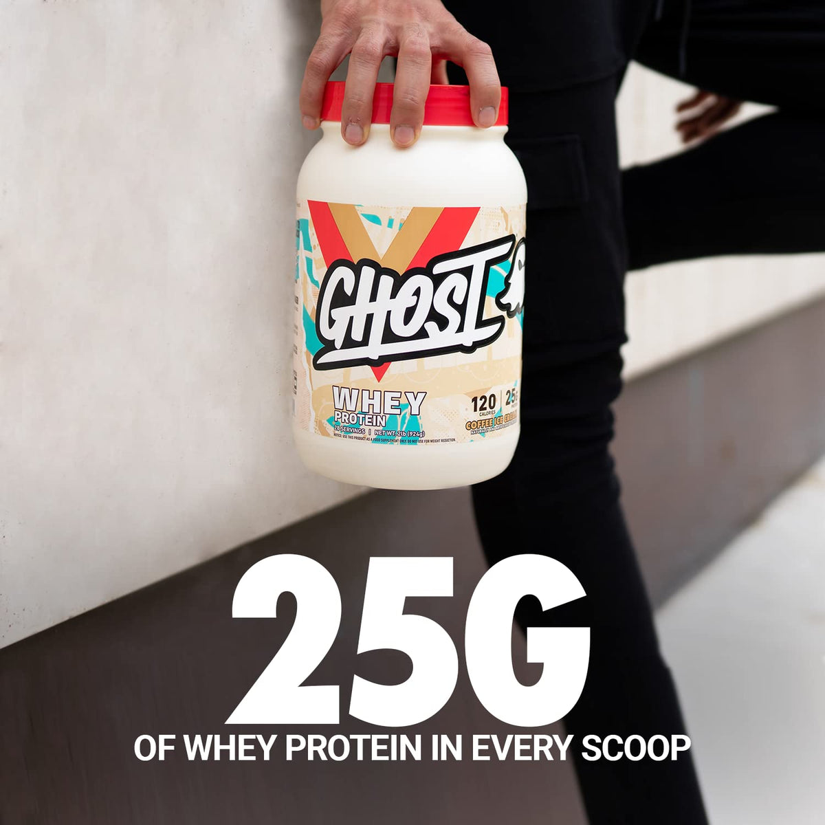 GHOST Whey Protein Powder, Coffee Ice Cream - 2LB Tub, 25G of Protein - Flavored Isolate GHOSTBuy Supplements Australia