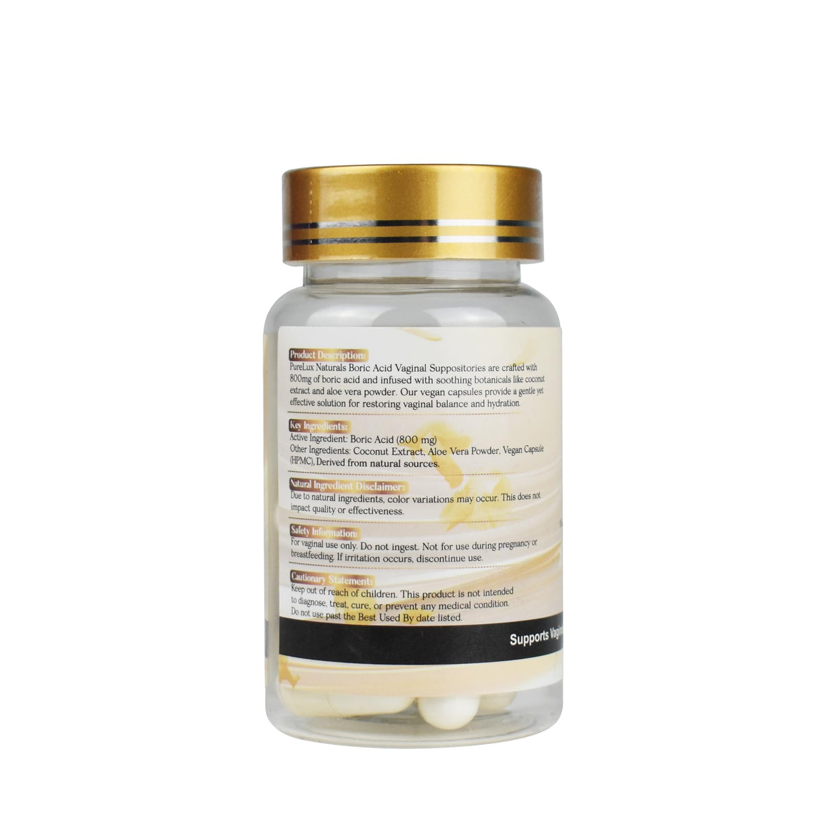PureLux Boric Acid Feminine Wellness Support 800mg Size 000 30 Count Fragrance-Free Personal Care Formula PureLux NaturalsBuy Supplements Australia