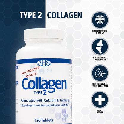 AHS Collagen Type 2 120 Tablets - 4500MG Per Day - Formulated with Calcium and Turmeric AHSBuy Supplements Australia