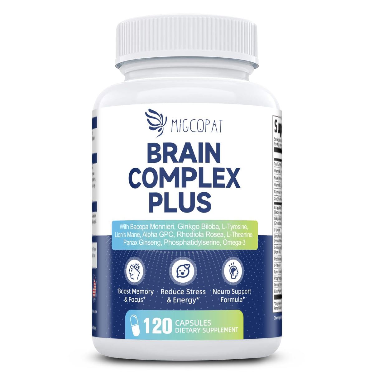 Brain Supplements for Memory & Focus - Nootropic with Bacopa Monnieri, Lion's Mane, Alpha GPC, Phosphatidylserine | Supports Mental Clarity & Cognitive Function | Vitamin B6 & B12-120 Capsules MigcopatBuy Supplements Australia