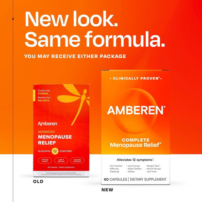 Amberen Menopause Supplement for Women, 60 Capsules, Clinically Proven, Helps Support Hormone Balance, Helps Relieve 12 Menopause Symptoms: Hot Flashes, Night Sweats, Mood Swings and More AmberenBuy Supplements Australia