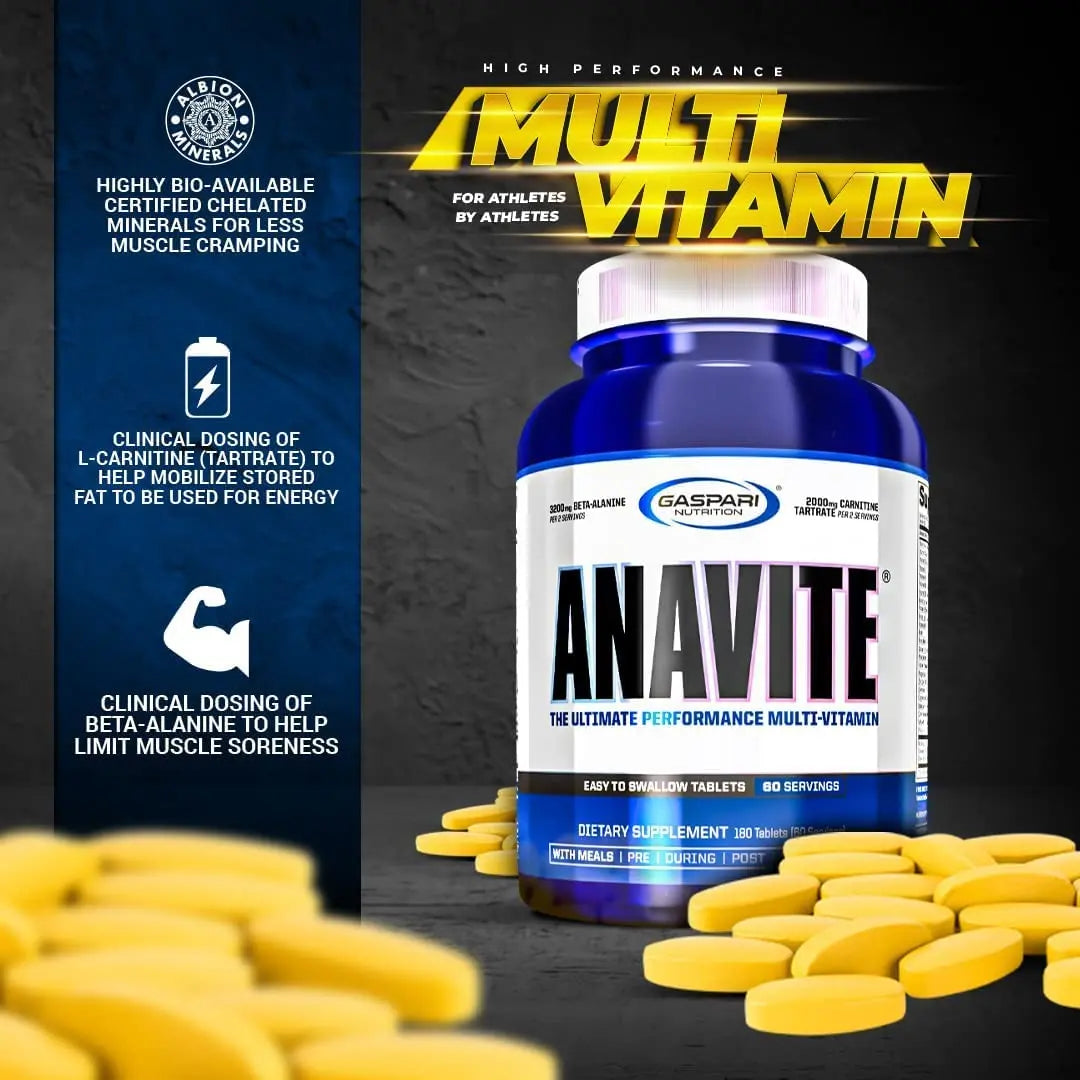 Gaspari Nutrition Anavite, Full Spectrum Multi-Vitamin Packs, Anavite Multivitamins, CLA, Omega 3s, Proven Gut, and Proven Liver Detox Gaspari Nutrition