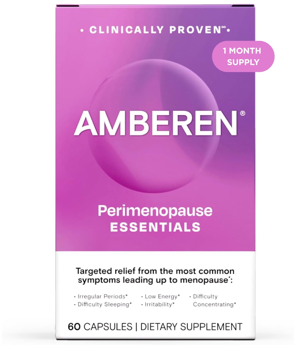 Amberen Perimenopause, Peri-Menopause Multi-Symptom Relief, Vitamin B, Vitamin E & Antioxidants Supplement, Clinically Shown to Help Support Hormone Balance, Hot Flashes & Night Sweats, 60 Count AmberenBuy Supplements Australia