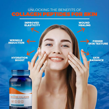 Pure Marine Collagen 120 Tablets 1400mg - Premium Blend with Hyaluronic Acid, Biotin, Vitamin C & E GLOWRISEBuy Supplements Australia