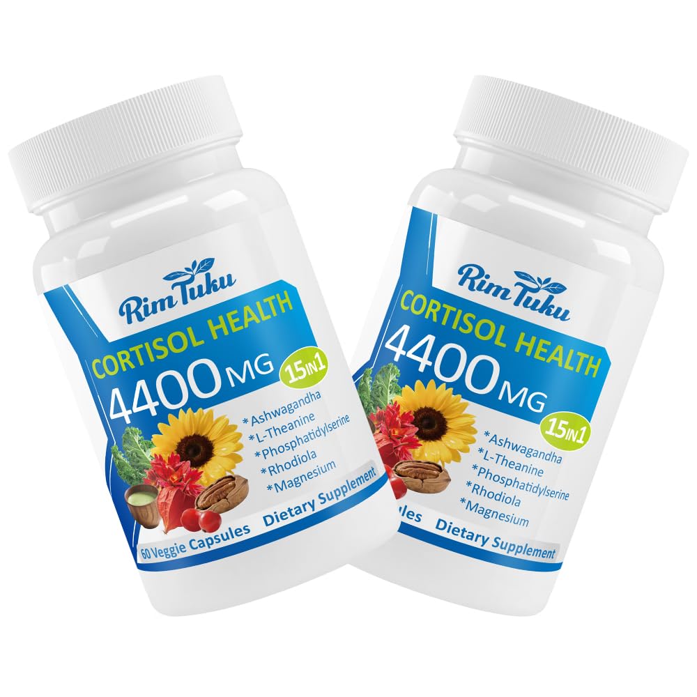 RimTuku Cortisol Supplements for Women & Men -15-in-1 Cortisol Detox for Women, Cortisol Manager & Reducer with Ashwagandha, Rhodiola Rosea Supports Stress Relief, Adrenal Balance, 120 Capsules RimTukuBuy Supplements Australia