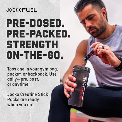 Jocko Fuel Creatine Monohydrate Stick Packs - Pure Micronized Travel Size Powders for Men & Women, Supports Muscle Growth, Strength, Recovery & Cognition,