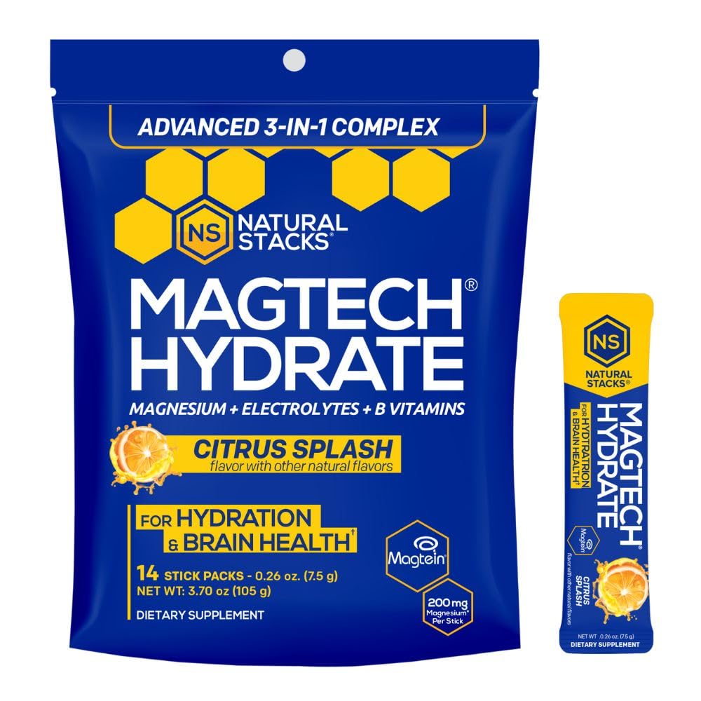 NATURAL STACKS Creatine Monohydrate & Magtech Hydrate Bundle - 2500mg Creatine + 200mg Elemental Magnesium Per Serving - Supports Hydration, Brain Health & Endurance - 44 Total Servings NATURAL STACKSBuy Supplements Australia