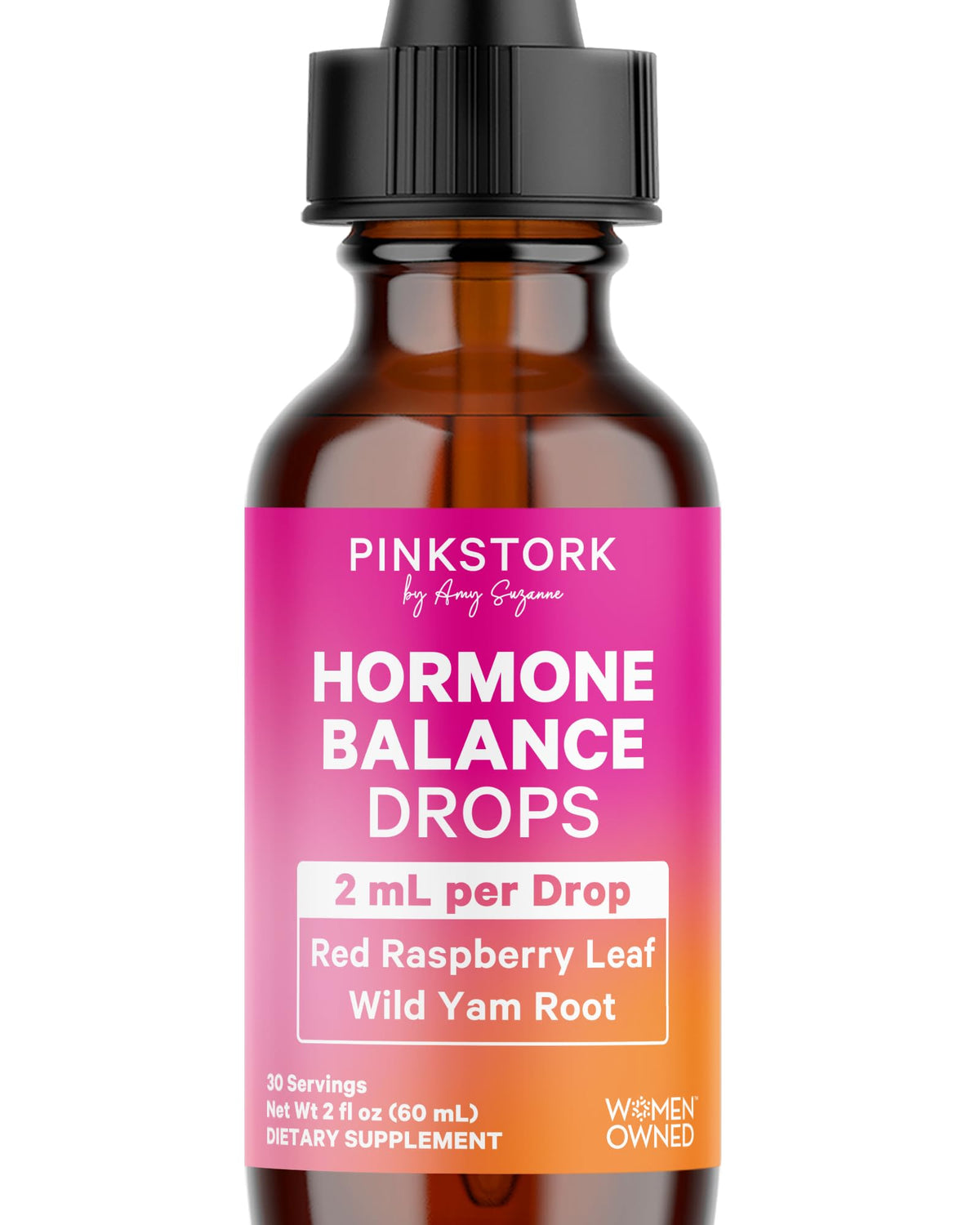 Pink Stork Hormone Balance Drops for Women - Supports Hormonal Health, PMS, Perimenopause & Mood, with Red Raspberry Leaf & Wild Yam - Liquid Supplement - Vegan, 2oz, 30 Servings Pink StorkBuy Supplements Australia