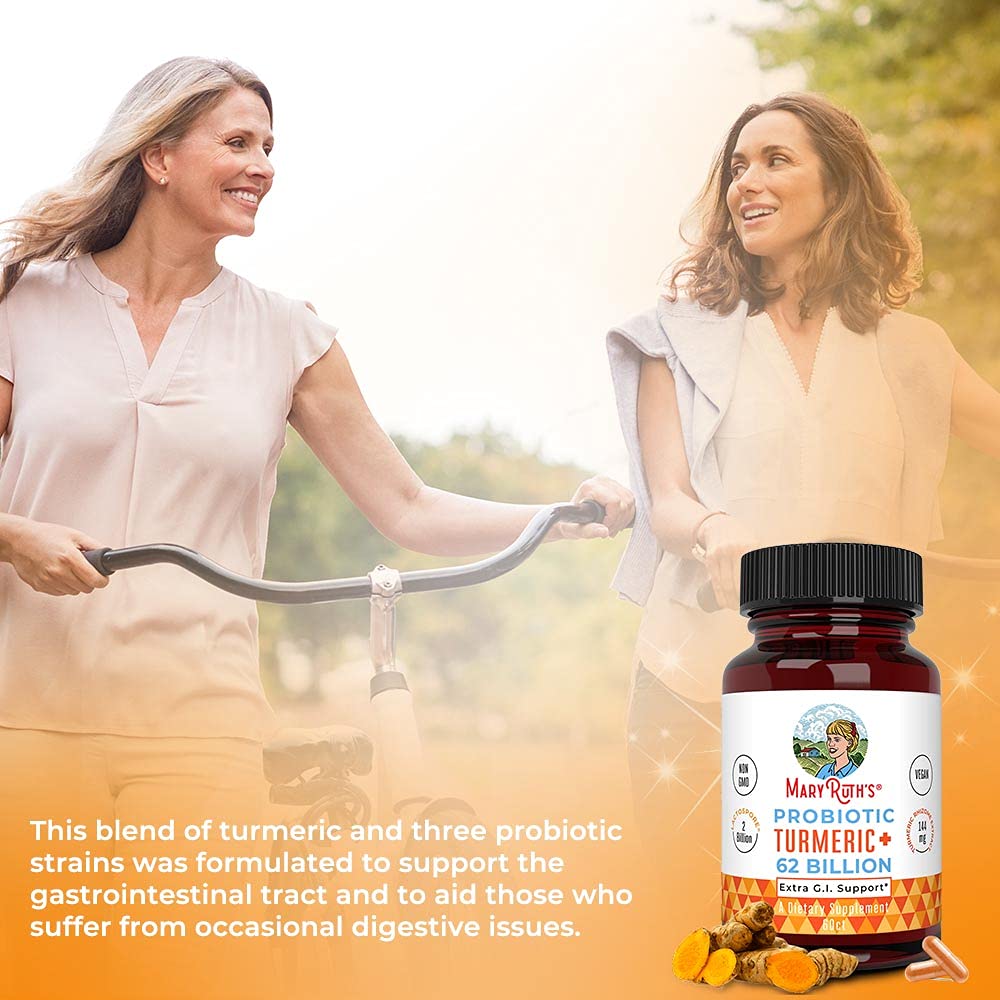 MaryRuth Organics Probiotic Turmeric + Extra GI Support | 62 Billion CFU | Organic Ingredients Turmeric Complex with Probiotics | Turmeric Curcumin Capsules for Digestion | Vegan | 60 Count MARYRUTH'SBuy Supplements Australia