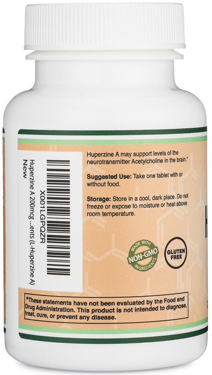Huperzine A 200mcg (Third Party Tested) 120 Tablets, Brain Supplement to Promote Acetylcholine (Acetylcholinesterase Inhibitor) - Supports Memory and Focus by Double Wood Double Wood SupplementsBuy Supplements Australia