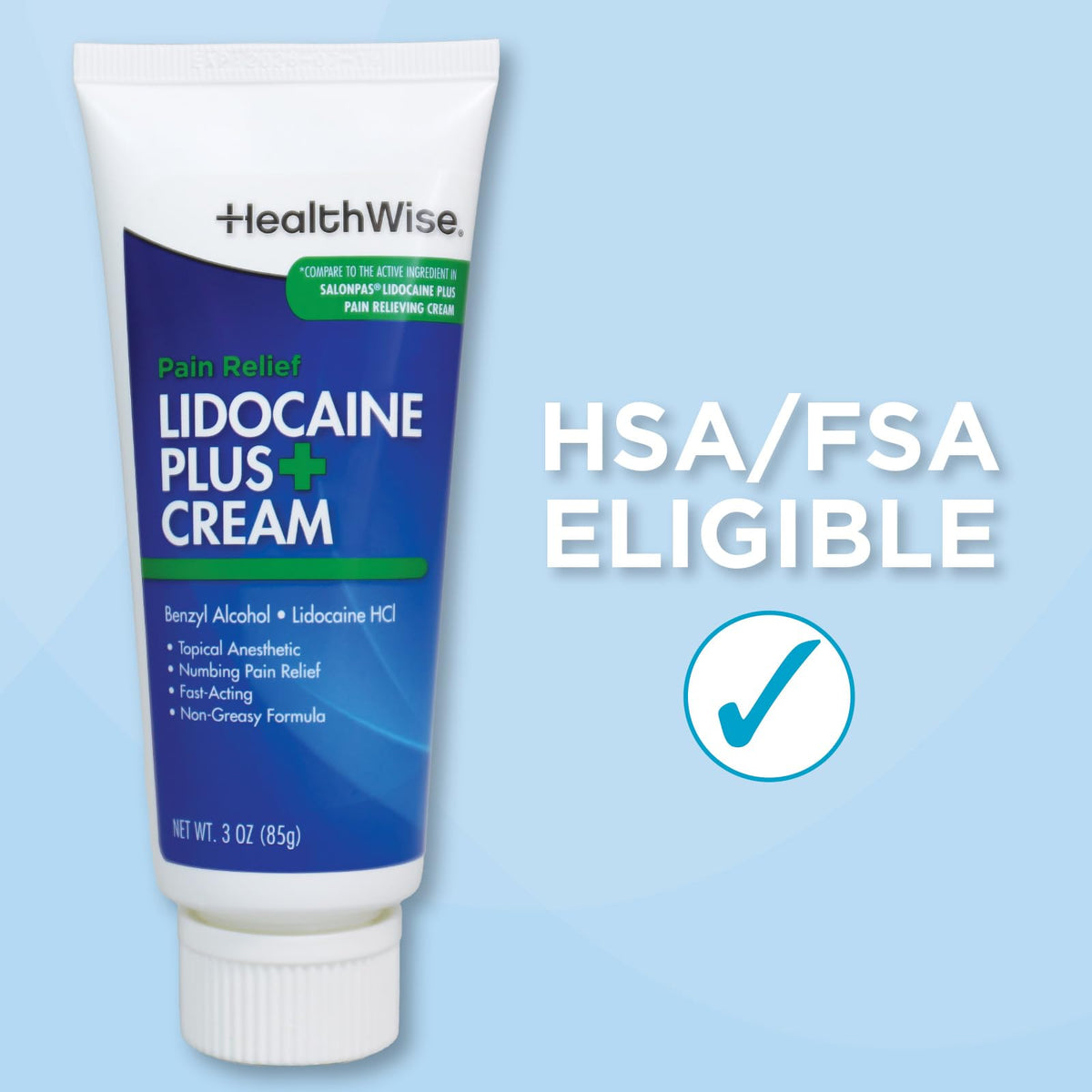 HealthWise Lidocaine Plus+ Cream | Numbs Away Pain | | Non-Greasy | 3.0 Oz | 4% OTC Lidocaine + 10% Benzyl Alcohol | Topical Anesthetic HealthWiseBuy Supplements Australia