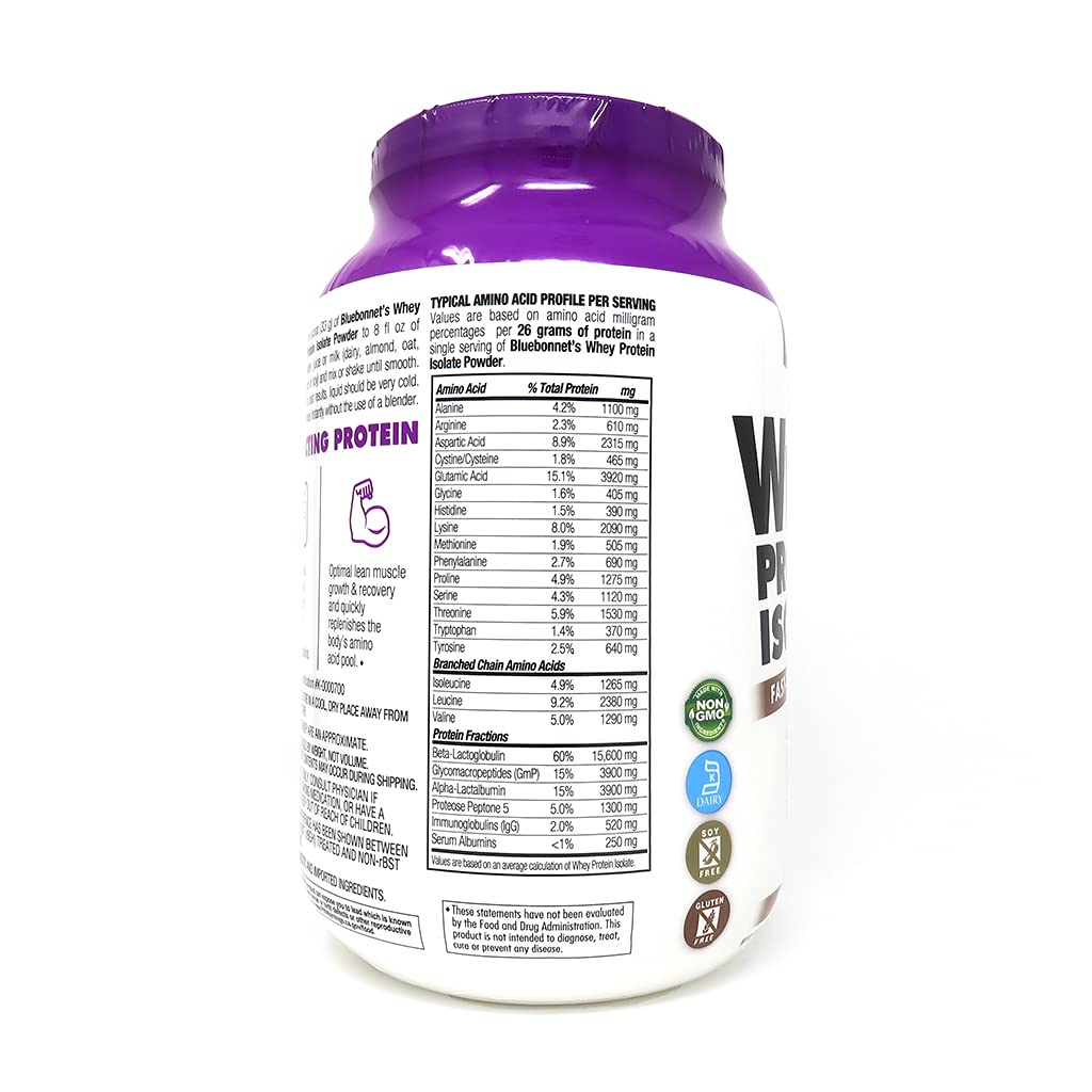 BlueBonnet 100% Natural Whey Protein Isolate Powder, Chocolate, 2 Pound BluebonnetBuy Supplements Australia