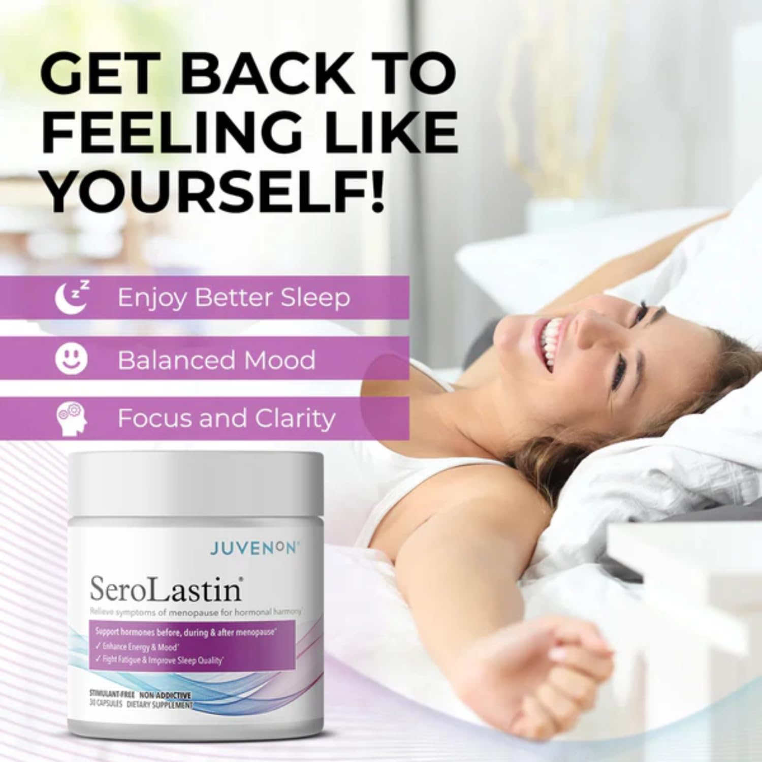 Juvenon Menopause Supplements for Women Mood Support, Hot Flashes Relief, Peri-Menopausal Support, Hormone Balance, Promote Calm, Energy, Clarity, Sleep, Natural Herbal Supplement, (30 Capsules) JuvenonBuy Supplements Australia