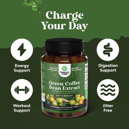 Pure Green Coffee Bean Extract - Super Energizing Green Coffee Extract with 50% Chlorogenic Natures CraftBuy Supplements Australia
