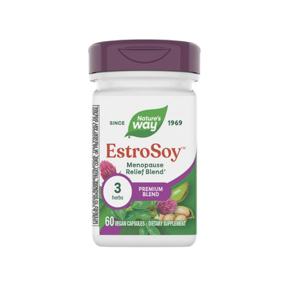 Nature's Way EstroSoy, Menopause Relief Blend*, Helps Relieve Menopausal Symptoms*, Black Cohosh, Fermented Soy Extracts, Red Clover, 60 Vegan Capsules (Packaging May Vary) Nature's WayBuy Supplements Australia