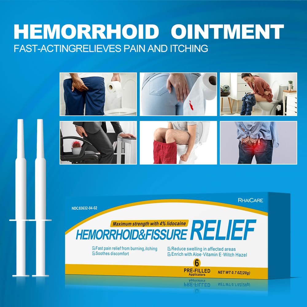 RHAICARE Hemorrhoid and Fissure Treatment Ointment (6 Pre-Filled Pack),Hemorrhoid and Fissure Cream Witch Hazel Maximum Strength Pain Relief,for Itching and Swelling RHAICAREBuy Supplements Australia